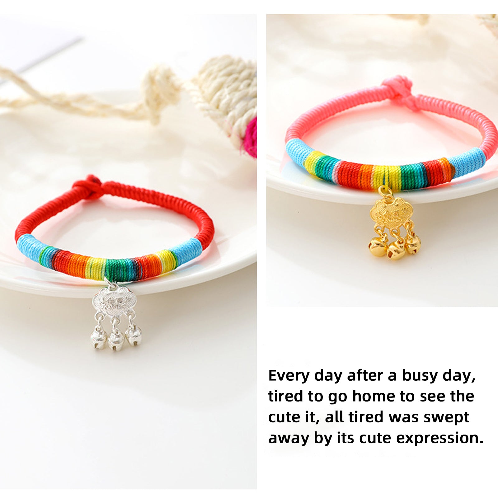 3 Pack Cat Collars，Cat Collars with Bells， Split Cat Collars， Woven Cat Collars， Polyester Cat Collars for Kittens