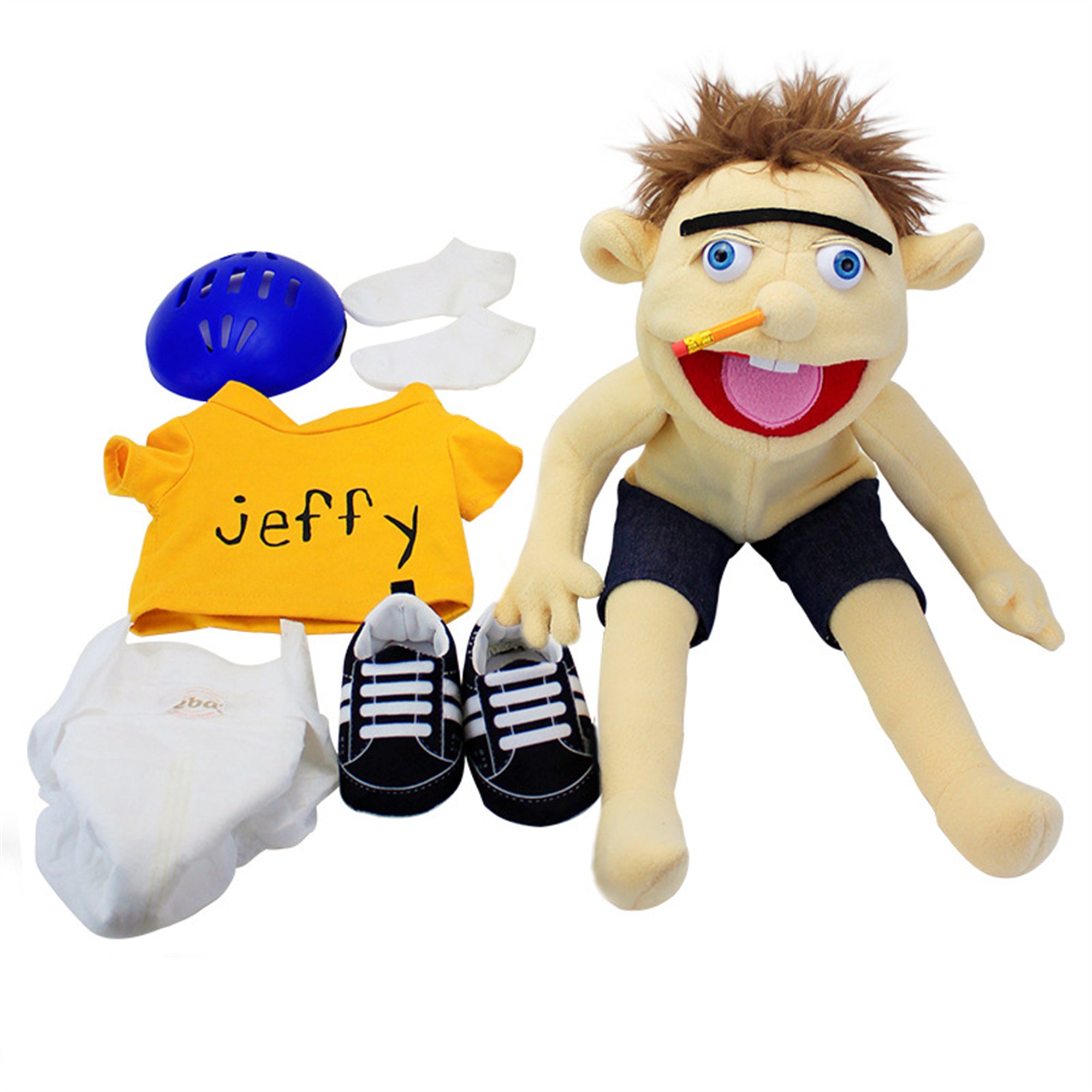 60CM Jeffy Hand Puppet Plush Toy Stuffed Doll Cartoon Figure For Playhouse Kids Educational Gift for Birthday Christmas