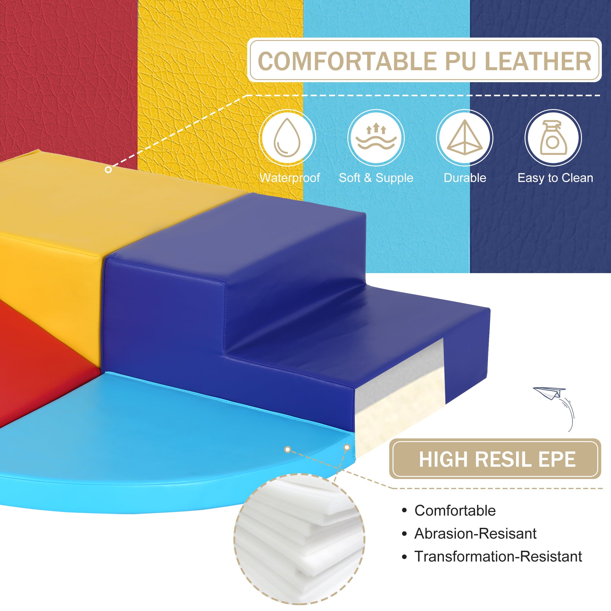 YRLLENSDAN 4 Piece Soft Climb and Crawl Activity Play Set， Corner Climbing Lightweight Foam Shape Toy for Toddlers Gym Play Foam Climbers Blocks for Kids 1-3 Babies Indoor