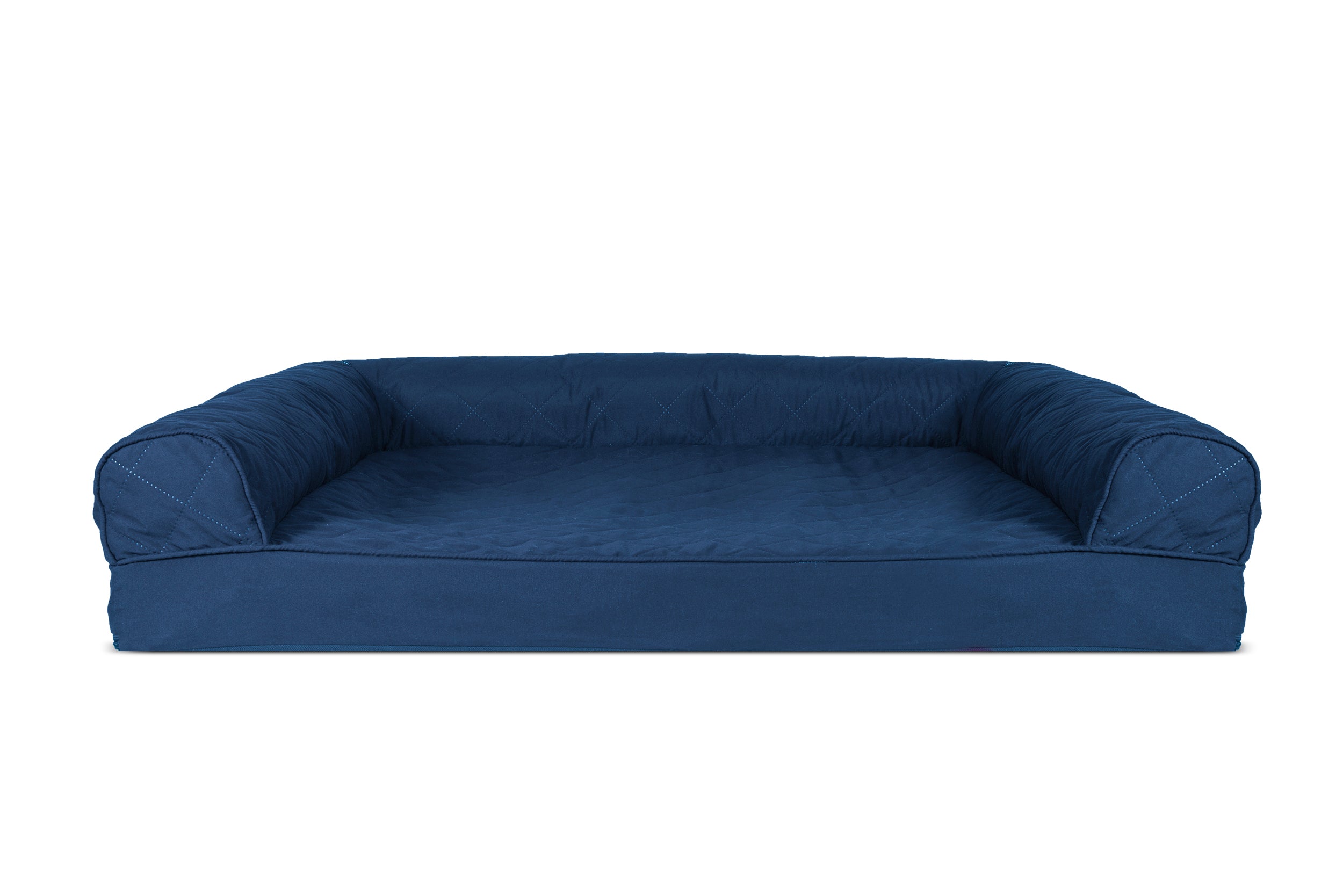 FurHaven | Cooling Gel Quilted Sofa Pet Bed for Dogs and Cats， Navy， Large