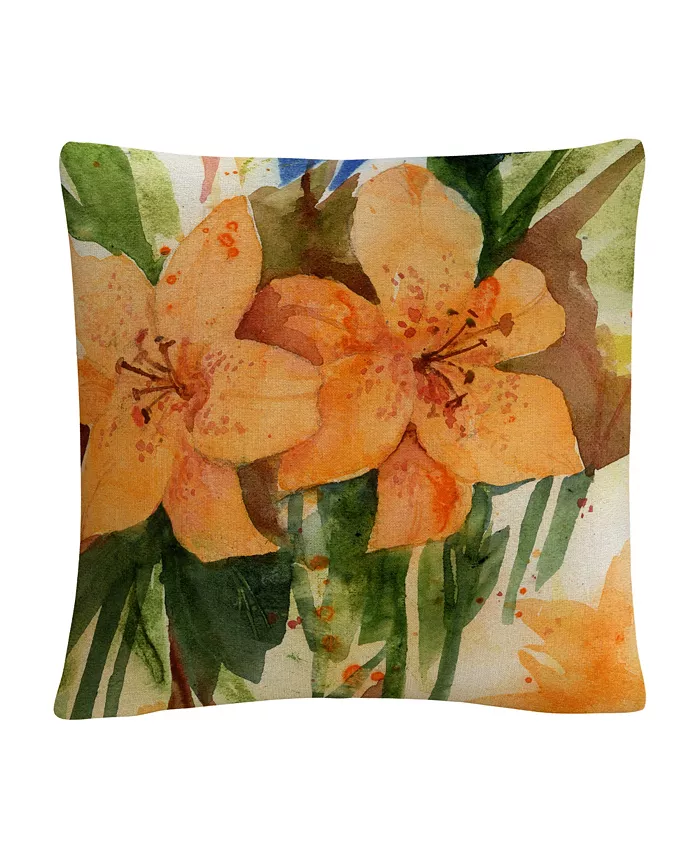Baldwin Sheila Golden Tiger Lilies Orange Modern Decorative Pillow， 16