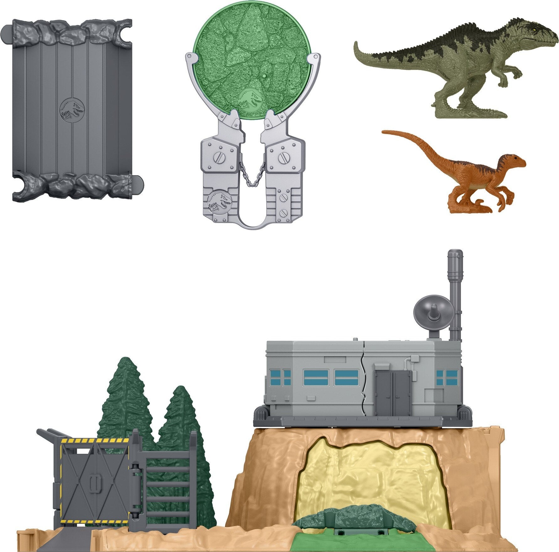 Jurassic World Dominion Minis Giganotosaurus Rampage Playset with 2 Mini Dinosaur Figures and Break Apart Features， Toy Gift Set