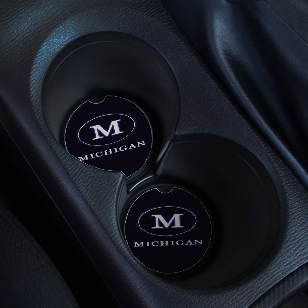 KuzmarK Sandstone Car Drink Coaster (set of 2) - Michigan