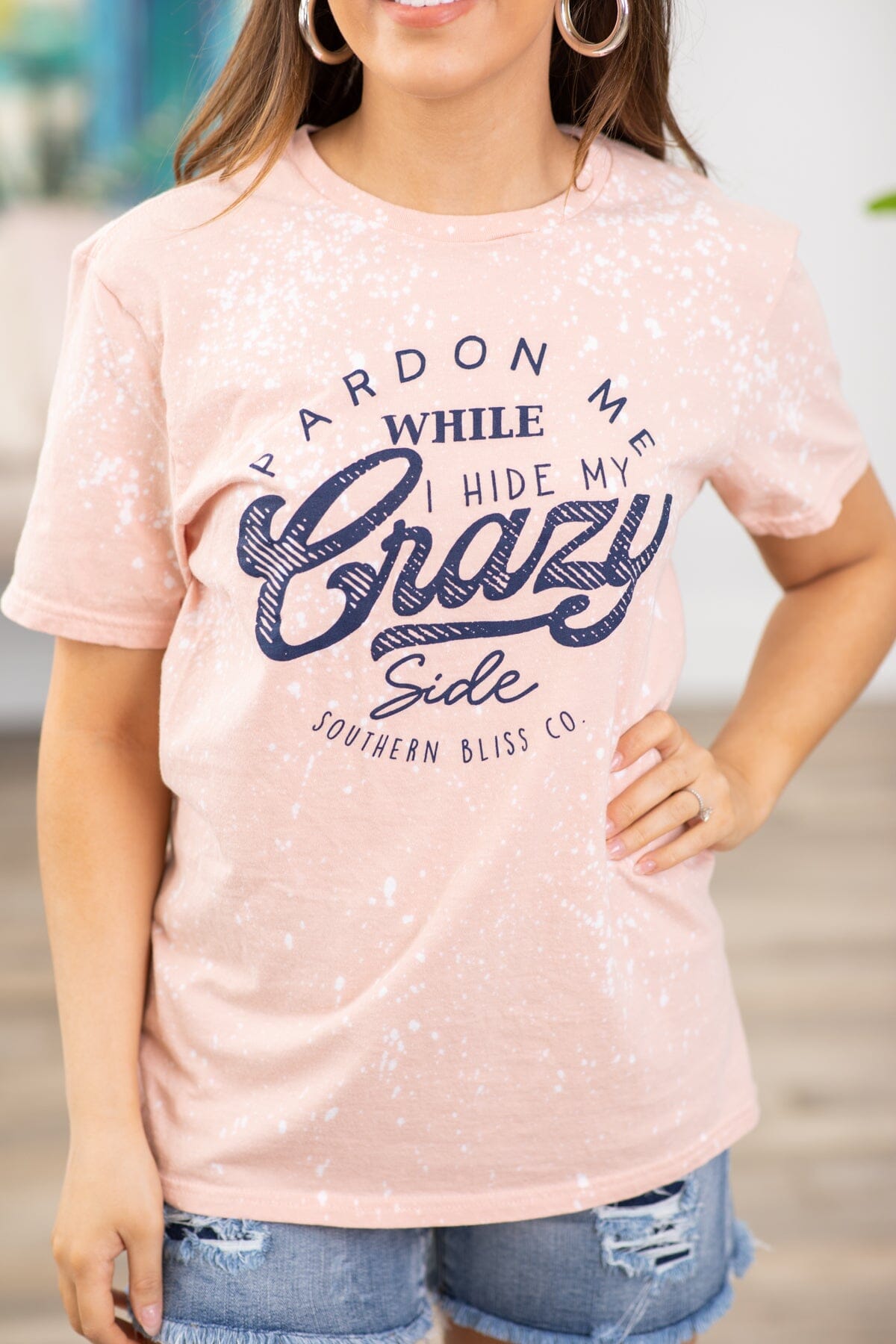 Peach Hide My Crazy Side Graphic Tee