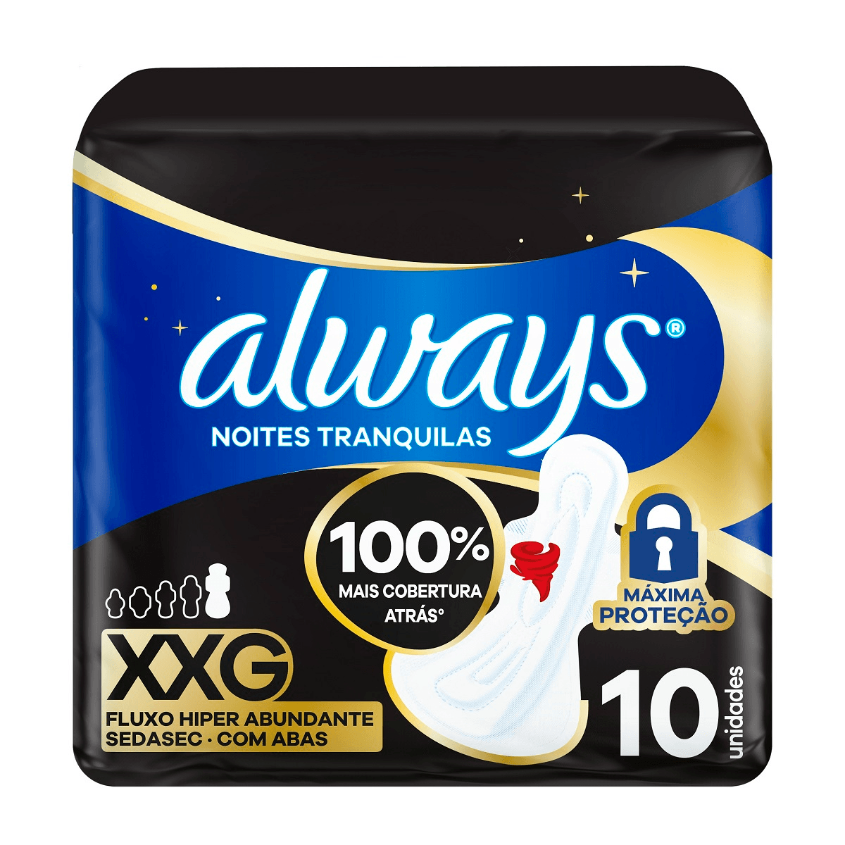 Absorvente Always Noites Tranquilas Sedasec com Abas  10 Unidades
