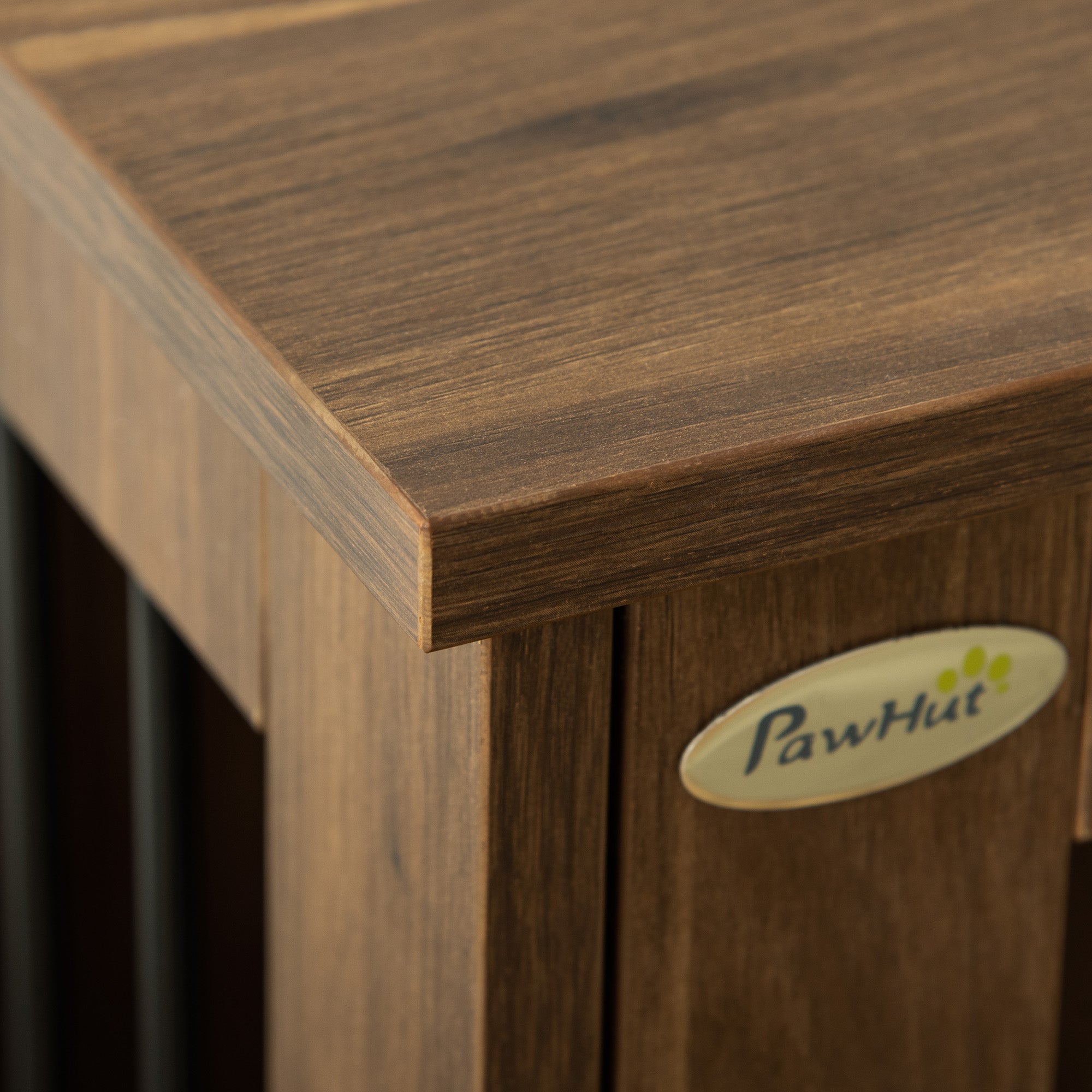 PawHut Furniture Style Dog Crate， Wooden and Wire End Table， Small and Medium Pet Crate with Magnetic Double Door Indoor Decorative Dog Kennel Cage， Brown