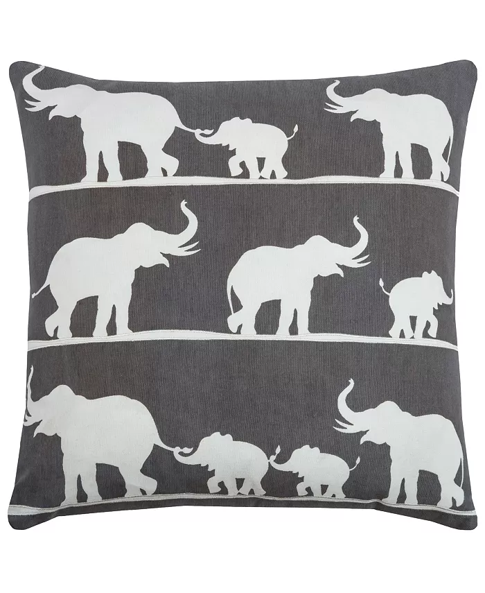 Rizzy Home Elephant Polyester Filled Decorative Pillow， 20