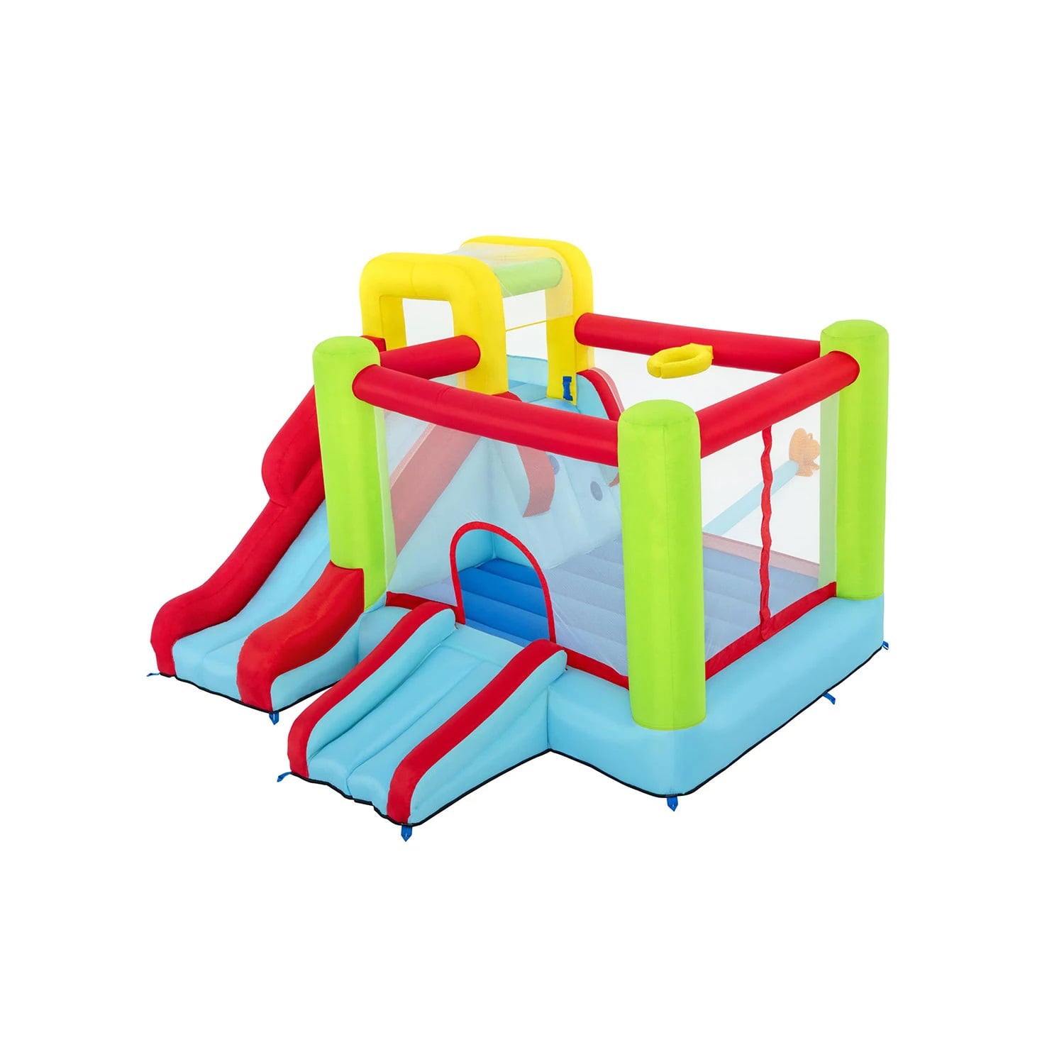 Up， In and Over Wonder Hoops 10' Inflatable Bounce House Park with Basketball and Slide. 126