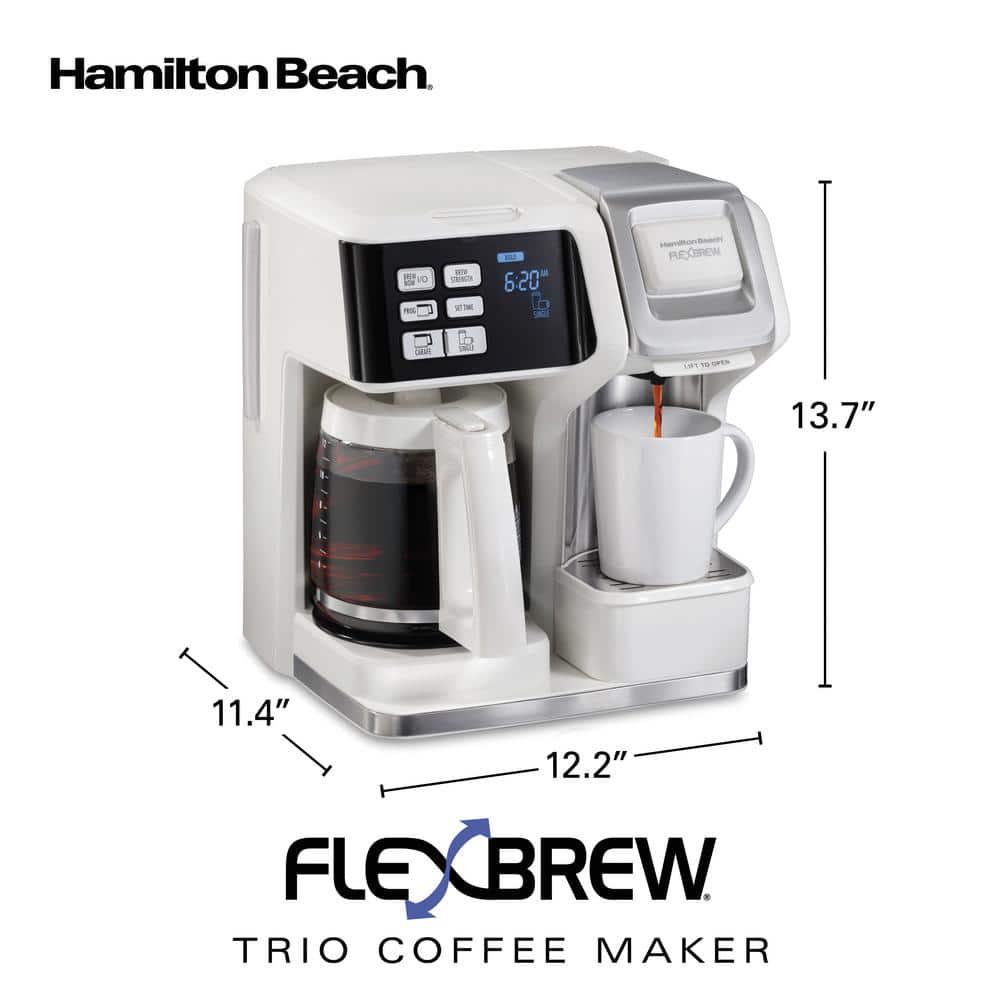 Hamilton Beach FlexBrew 2Way 12Cup White Drip Coffee Maker with BuiltIn Timer