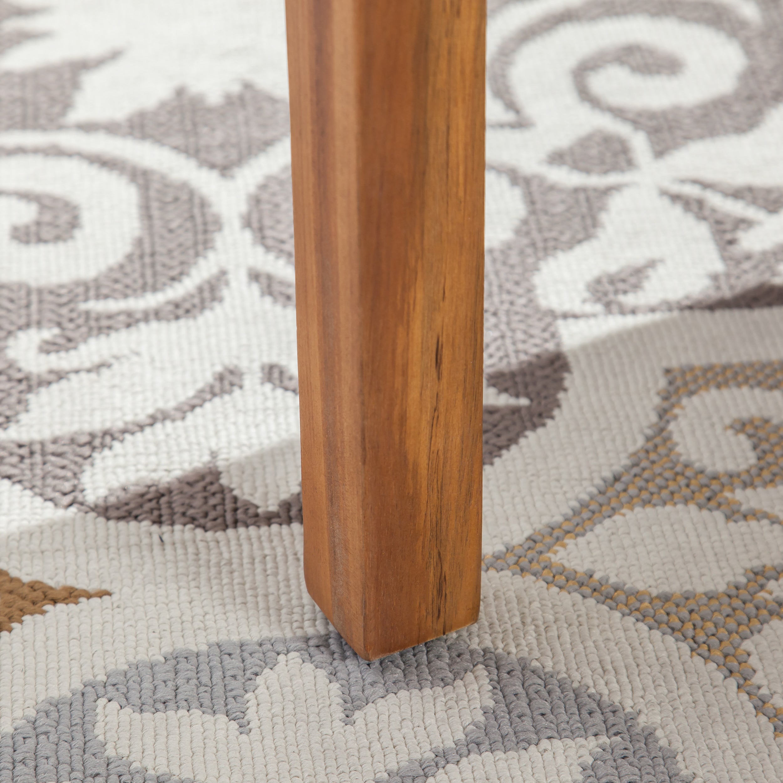 Monica Outdoor 6-Seater Rectangular Acacia Wood Dining Set, Teak and Black