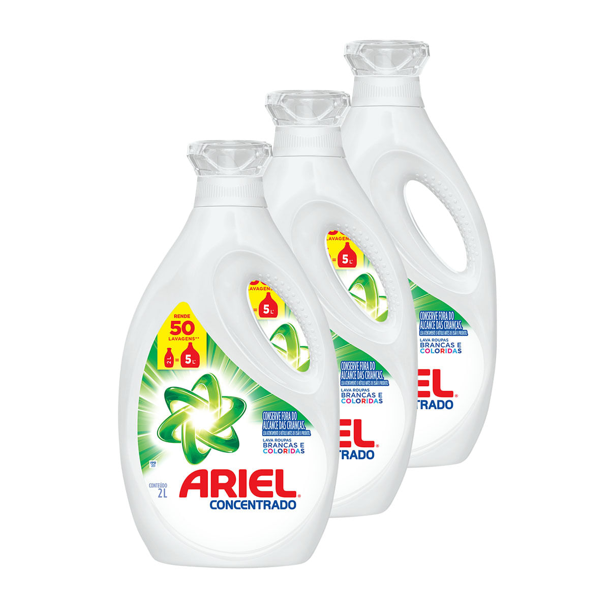 Sabao Liquido Ariel Concentrado Original 2L - 3 Unidades