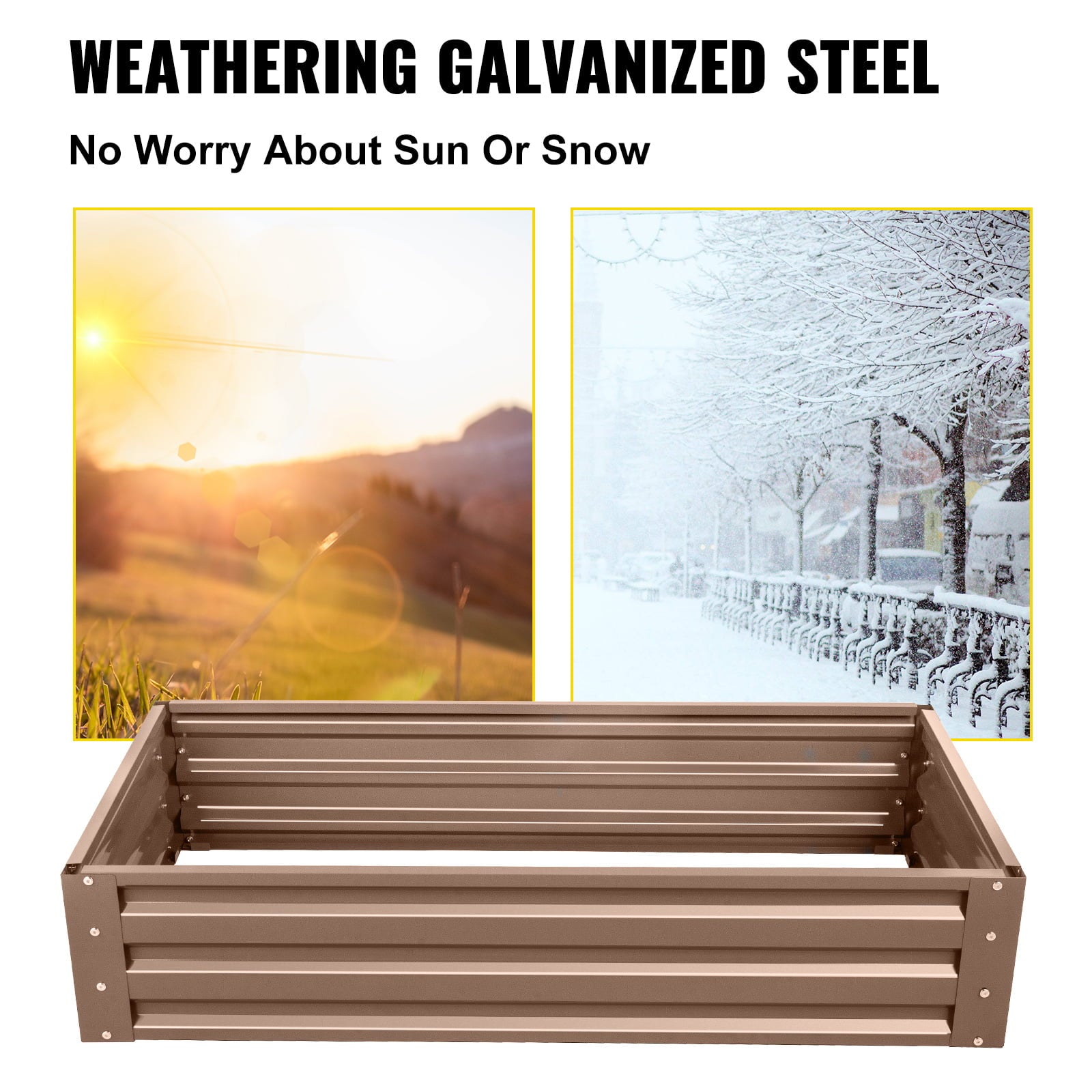 VEVORbrand Raised Metal Garden Bed, 48"x24"x10" Steel Garden Bed Square Garden Planter Box, Brown Steel Plant Raised Garden Bed Kit, Compost Garden Bed for Outdoor
