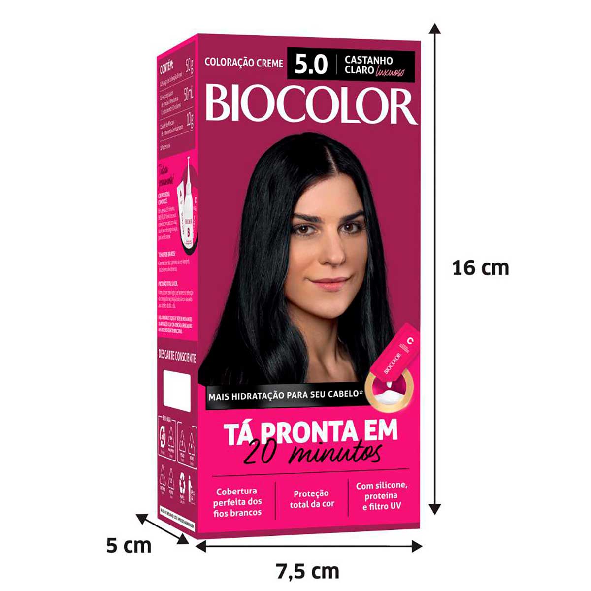 Tinta de Cabelo Biocolor Mini Kit Castanho Claro Luxuoso 5.0