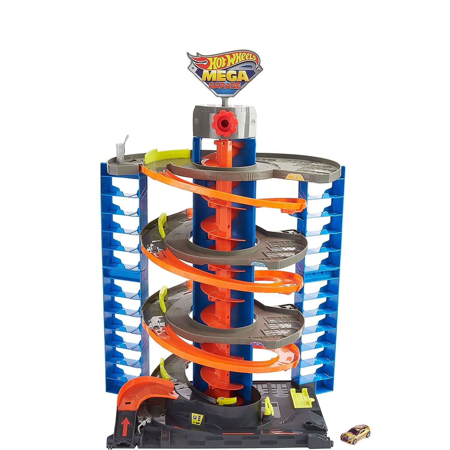 Hot Wheels City Mega Garage Playset with Storage for Over 60 Cars， Ages 4+
