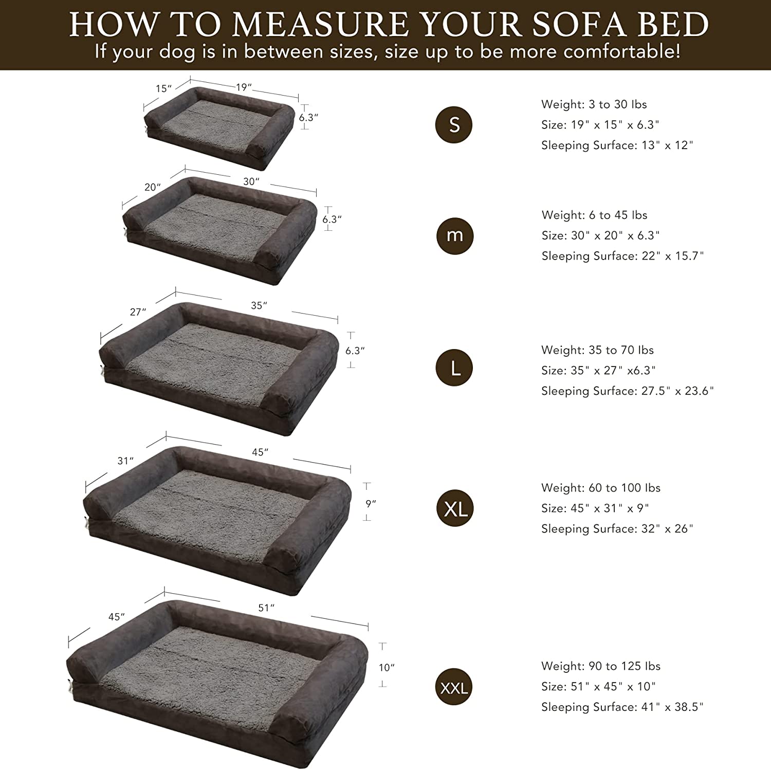 Grezone Orthopedic Dog Beds Furniture for Small/Medium/Large/Extra Large Pet Dog Cat Bed Sofa Puppy Supplies Bed Removable Washable Cover Waterproof Lining Non Skid Bottom Memory Foam Dog Couch Bed