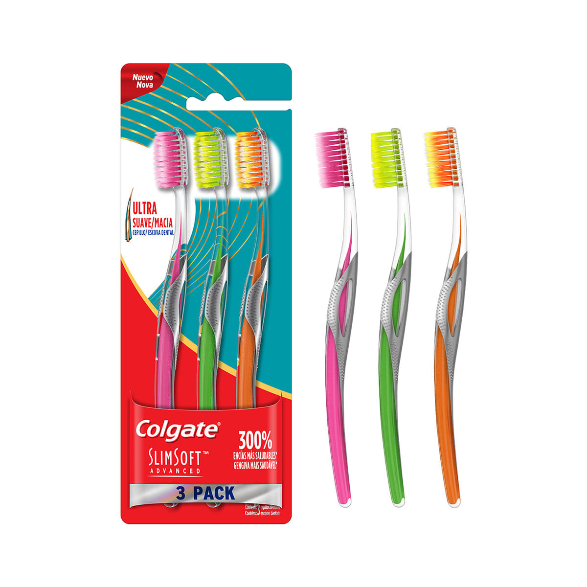 Escova de Dente Colgate Slim Soft Advanced 3 unid