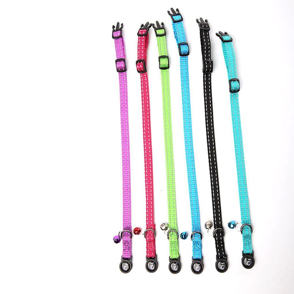 Reflective Cat Collar with Bell Nylon Pet Neck Belt Collar Strip Puppy Neck Rope Cord Fabric