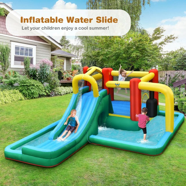 Inflatable Slide Water Park Climbing Bouncer Bounce House w/Tunnel and 735W Blower