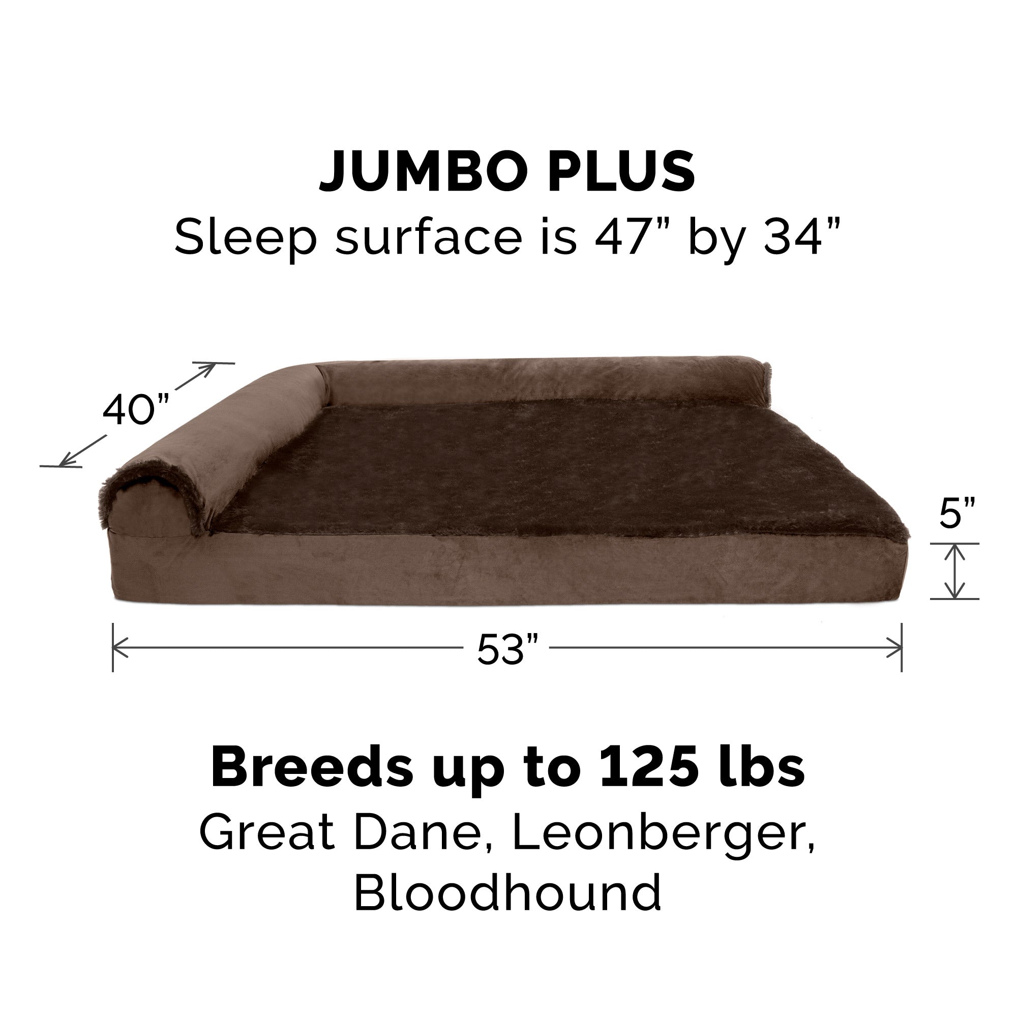 FurHaven Pet Products | Deluxe Orthopedic Plush and Velvet L-Shaped Chaise Couch Pet Bed for Dogs and Cats， Sable Brown， Jumbo Plus