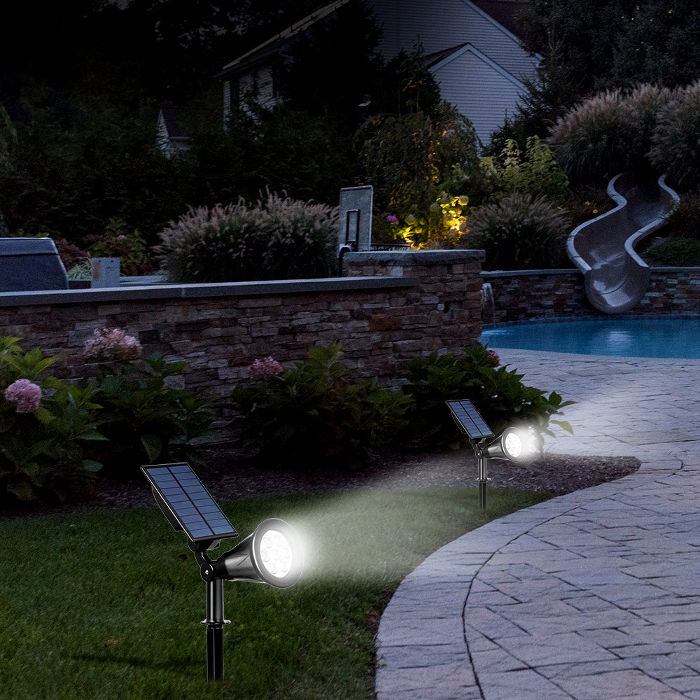 T-SUN Solar LED Spot Light Spotlight Waterproof IP65 Auto on/off Outdoor Garden Landscape Lamp (1pack，White)