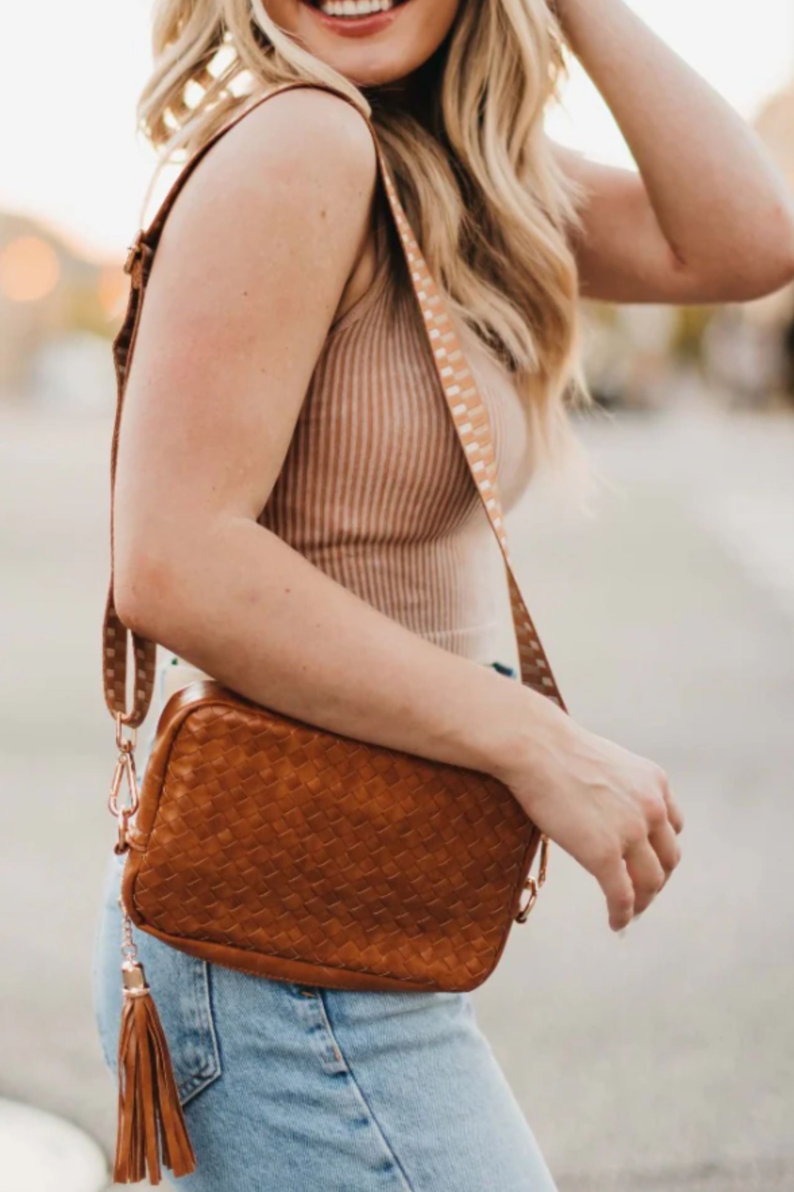 PRE-ORDER Woven Willow Camera Crossbody Bag shipping apx 4/30