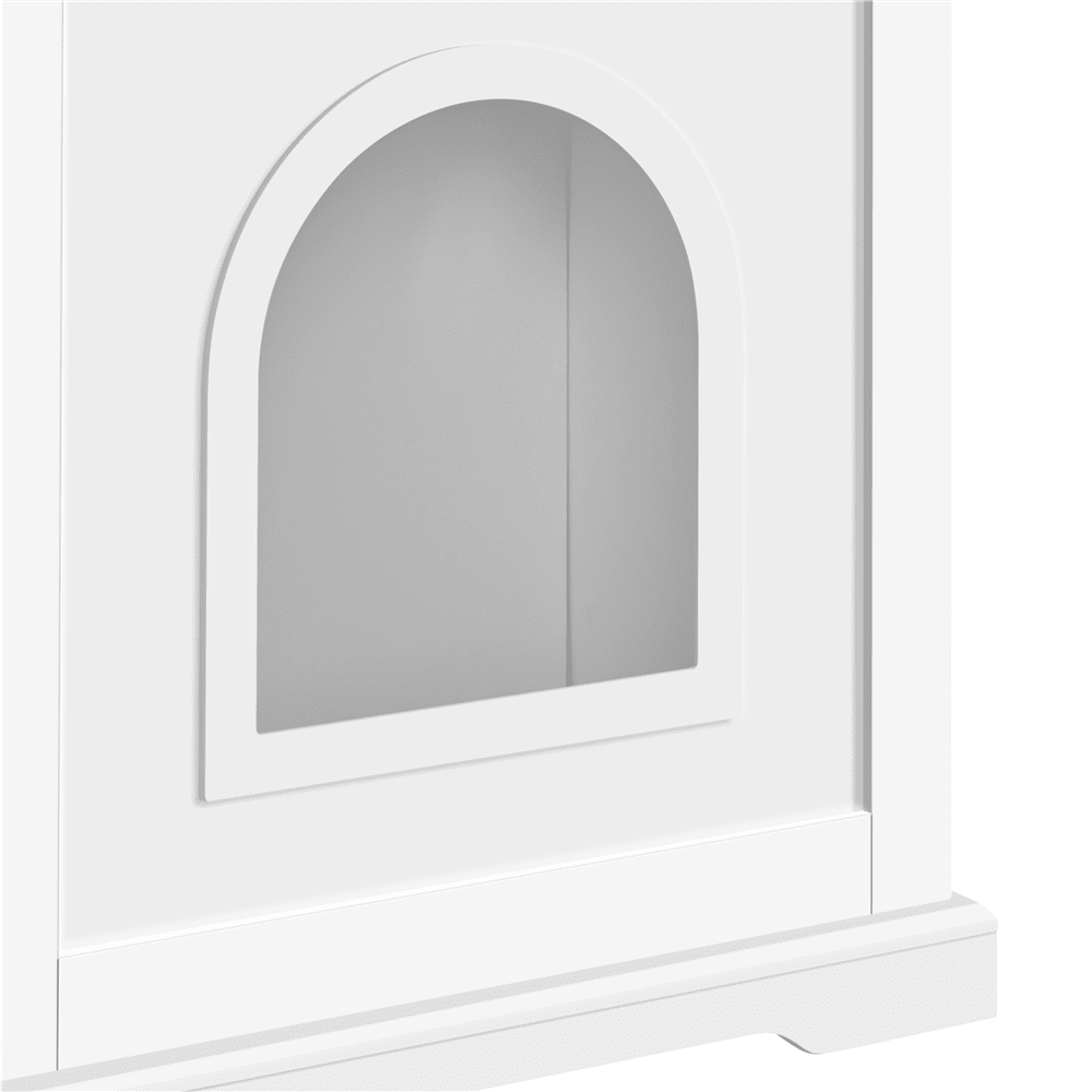 Topeakmart Wooden Cat Litter Box Enclosure with Partition Wall， White