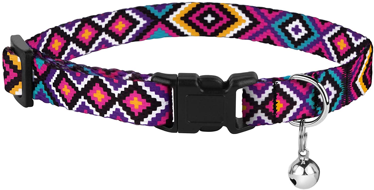 Aztec Cat Collar Breakaway Pack of 2 PCS Nylon Tribal Pattern Geometric Pet Kitten Collars for Cats