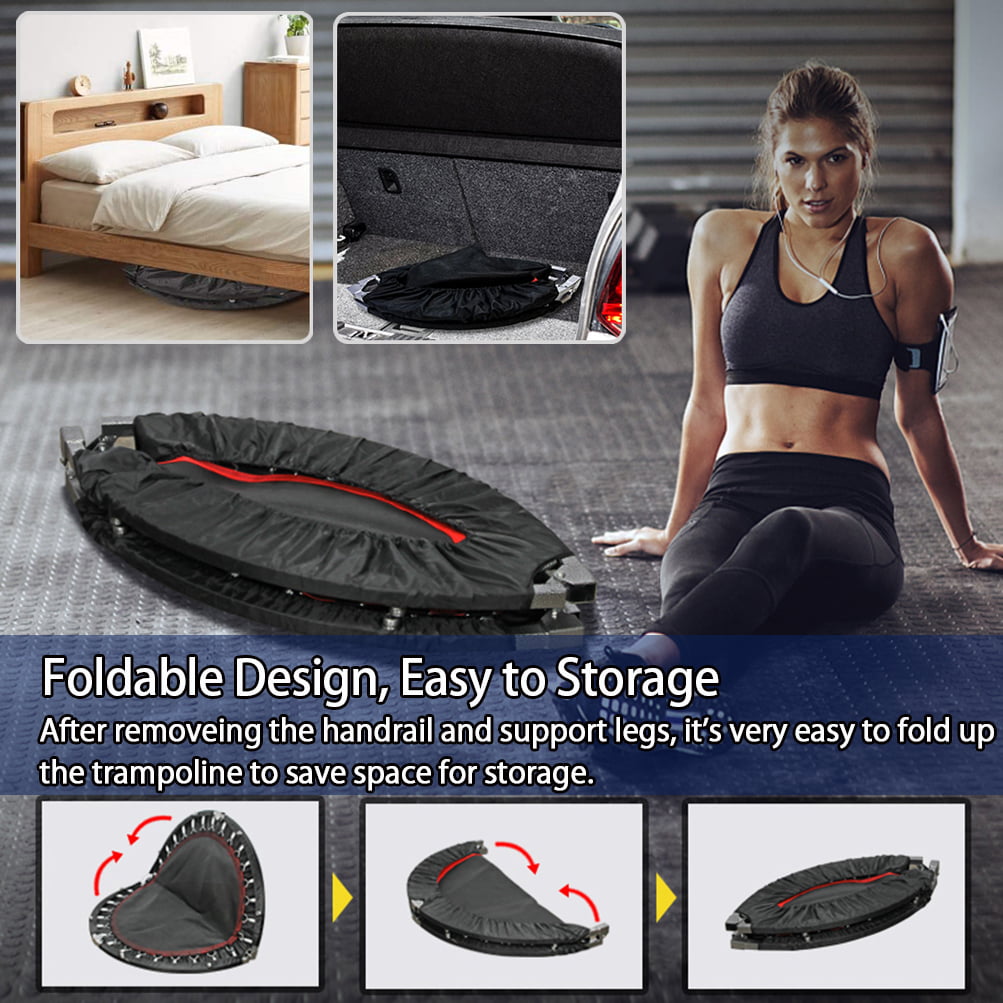 RAVS 48'' Inch Foldable Mini Rebounder Fitness Trampoline with Handle for Kids Adults Indoor