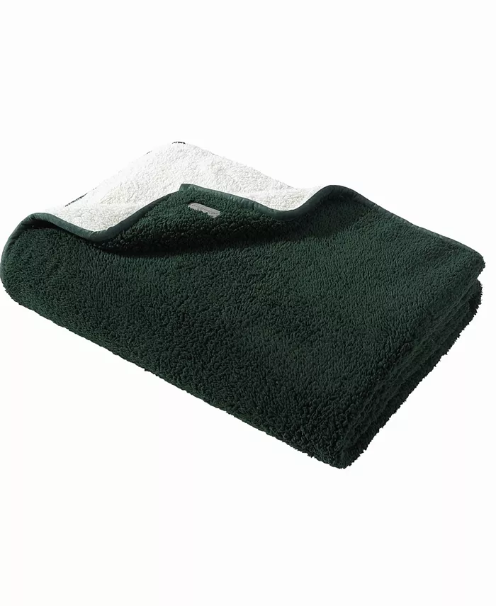 Eddie Bauer Solid Bi Colored Faux Shearling Reversible Throw， 60