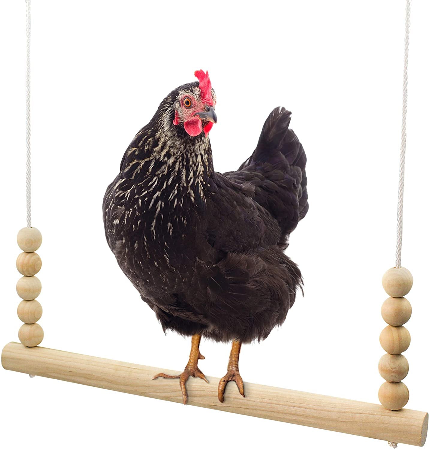 Kreigaven Chicken Swing Toy for Coop Natural Safe Large Wood Perch Ladder for Poultry Run Rooster Hens Chicks Pet Parrots Pollo Stress Relief for Birds