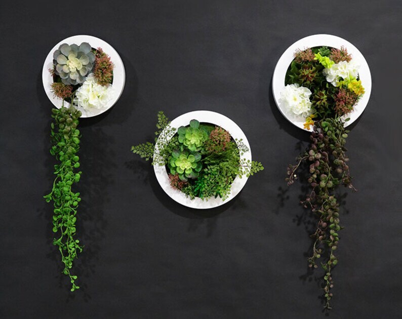 Unique Realistic 3D Rustic Faux Artificial Succulents Wall Art Handmad