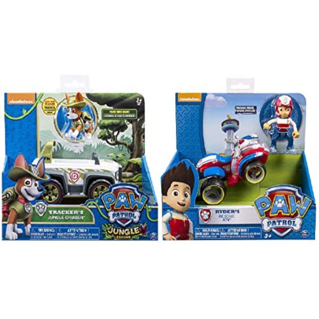paw patrol ryder's rescue atv，， jungle rescue， tracker's jungle cruiser， vehicle and figure