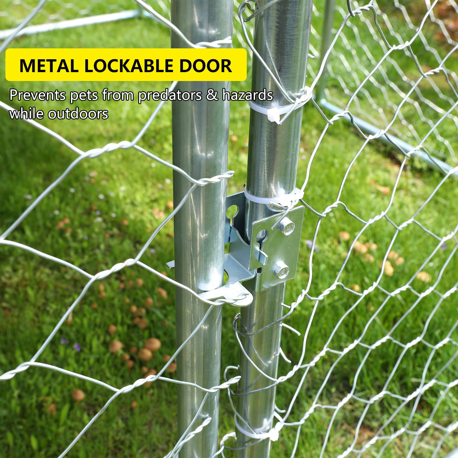 Outside Dog Kennels for Large Dogs Playpen， Dog Kennel Outdoor with UV-Resistant Waterproof Cover， Outdoor Dog Fence Crate for Backyard