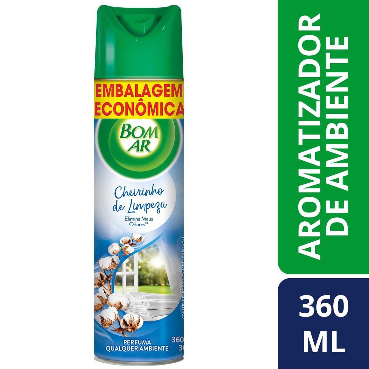 Aromatizador Bom Ar Aerossol Flor de Algodao 360ml Embalagem Economica