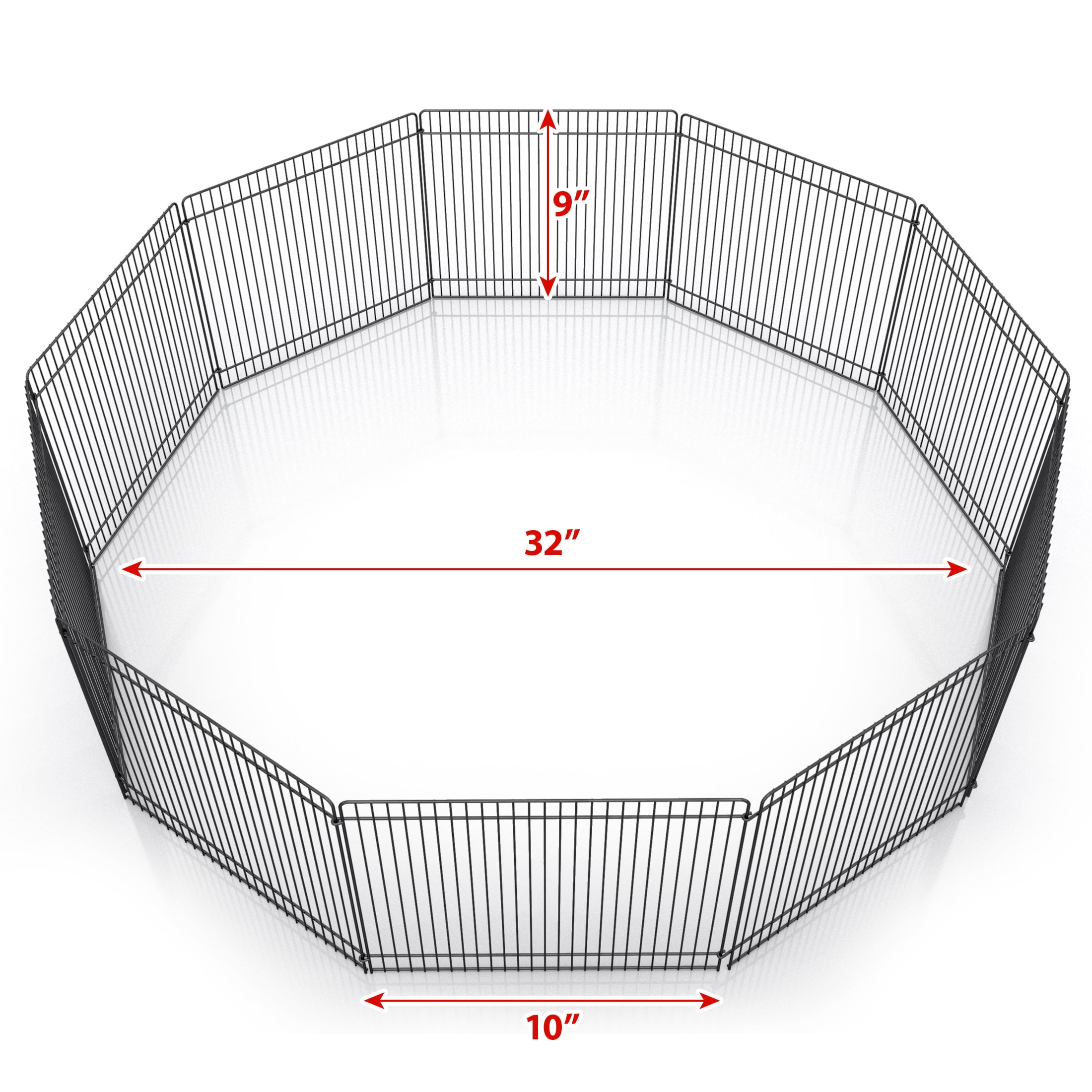 Pet Champion Small Animal Wire Playpen， Black， 9in Tall， 32in Diameter