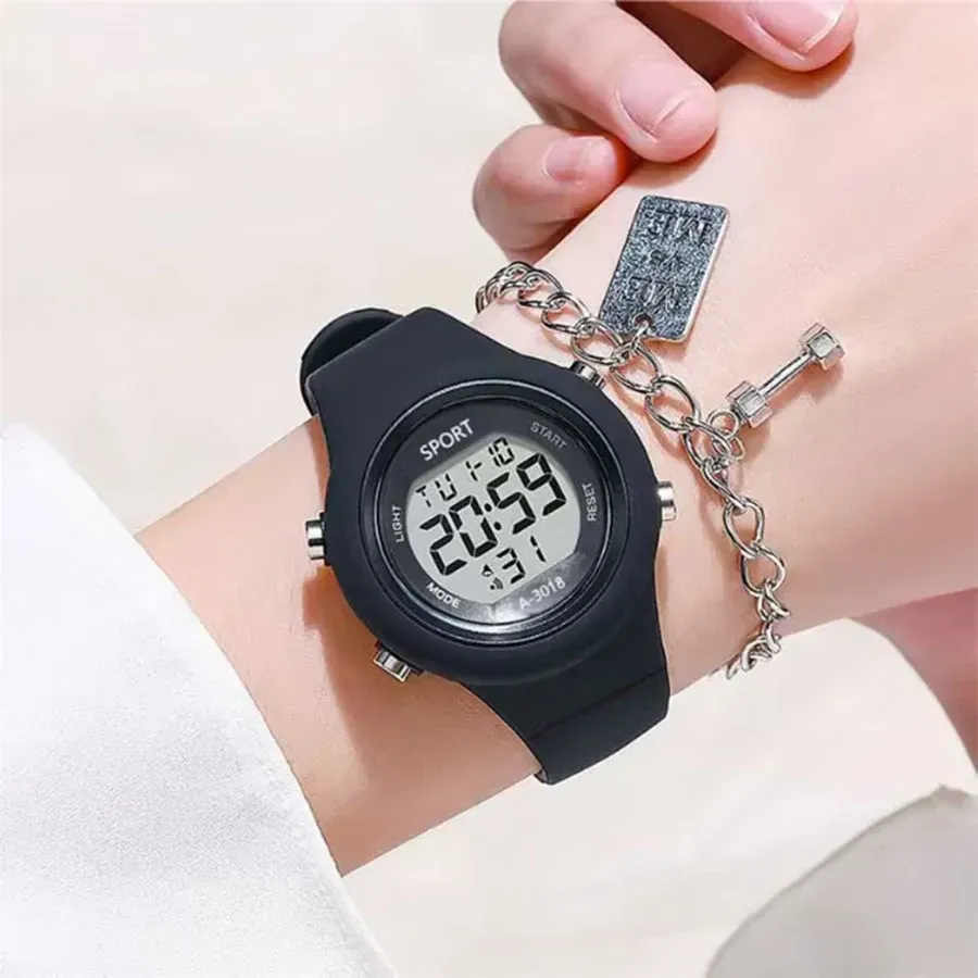 LIUYANGTIAN LED Digital Kids Sports Watch set Luminous Waterproof Alarm Clock Boys and Girls Student Electronic Wristwatch with Bracelet set
