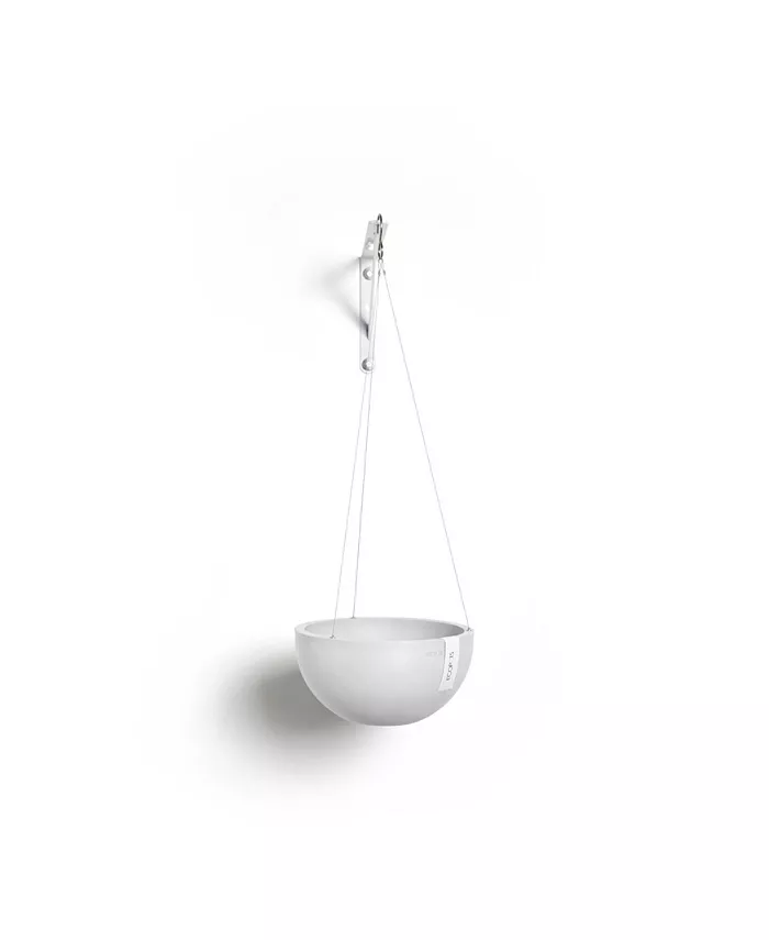 ECOPOTS Plastic Round Hanging Brussels Flower PotPure White， 10.5