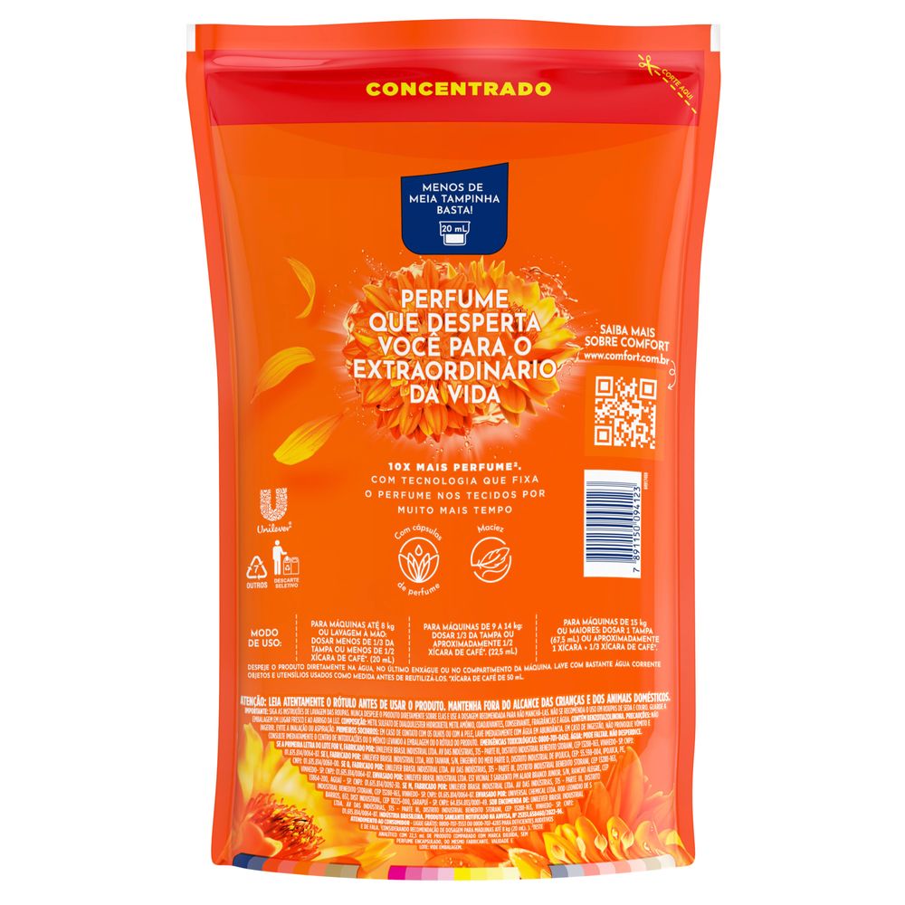 Amaciante de Roupa Concentrado Energia Floral Comfort Sache 900ml Refil