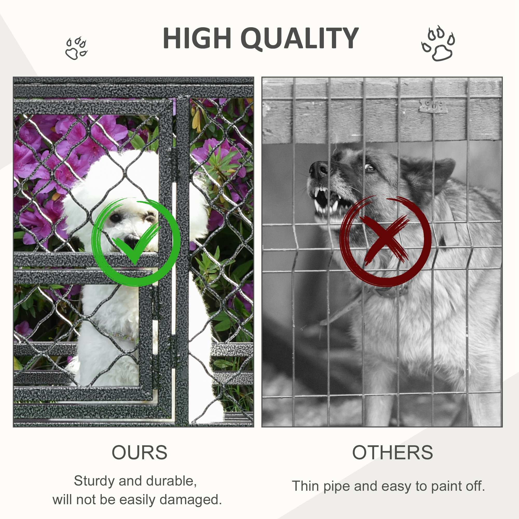 Pawhut Heavy Duty Crate Cage Kennel with Removable Tray Wheels and Lockable Door for Medium Dogs Indoor and Outdoor， 36.5