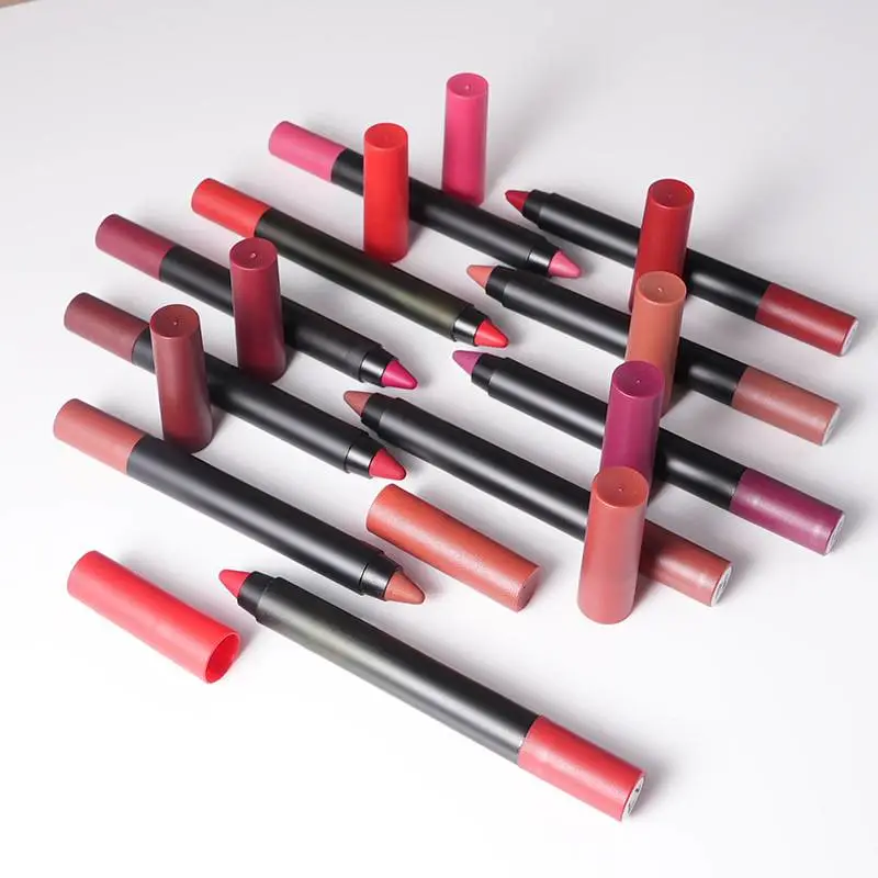 18 Color Custom Vegan Lipliner Pencil Creamy Dark Brown Nude Lip Liner