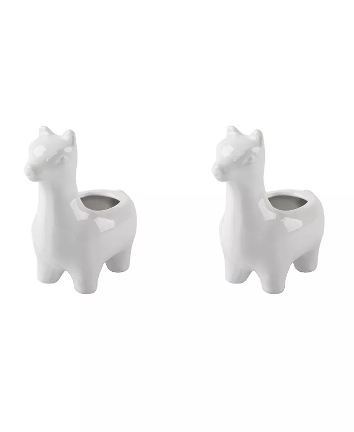 Flora Bunda Ceramic Llama Empty Planter， Set of 2