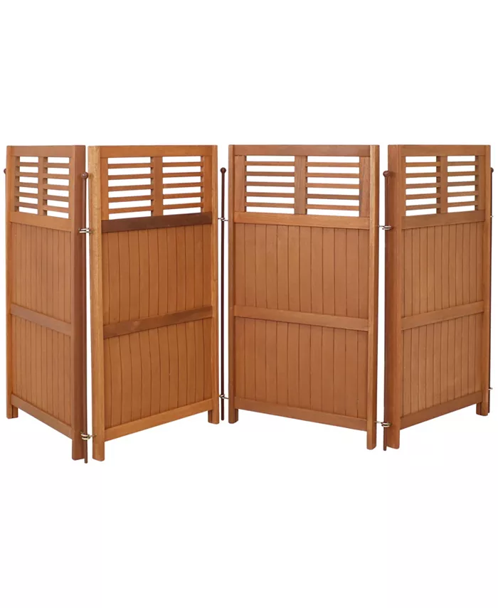 Sunnydaze Decor Meranti Wood Teak Oil Finish Folding Privacy Screen - 44 in