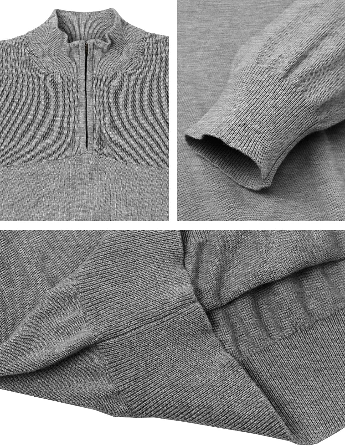 H2H Mens Casual Slim Fit Pullover Sweaters Long Sleeve Knitted Fabric Zip Up Mock Neck Polo Sweater