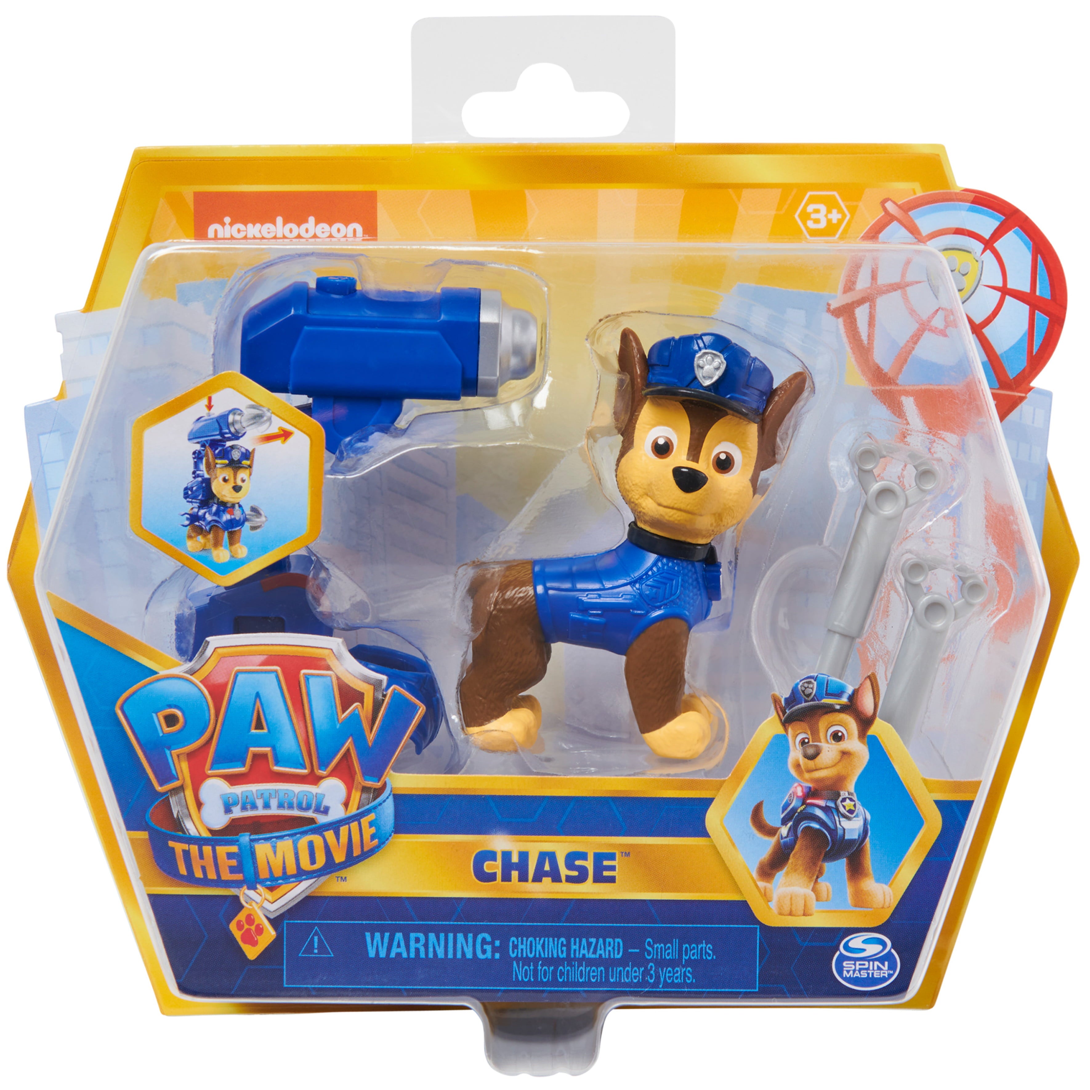 PAW Patrol， Chase Action Figure with Clip-on Backpack and Projectiles