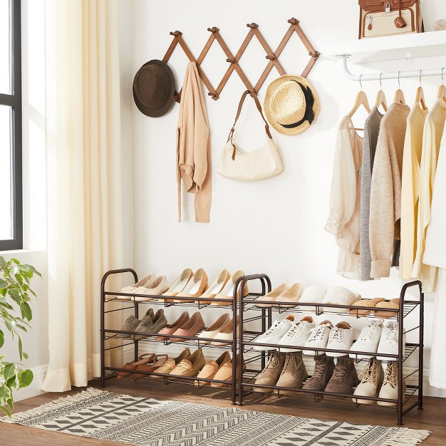 Songmics Stackable Shoe Rack 3 tier Storage Organizer Holds Up To 12 Pairs Bronze