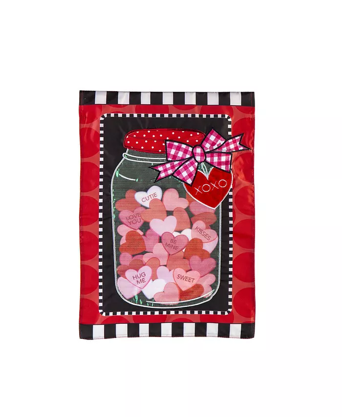 Evergreen Mason Jar of Hearts Garden Applique Flag- 12.5 x 18 Inches Outdoor Decor for Homes and Gardens