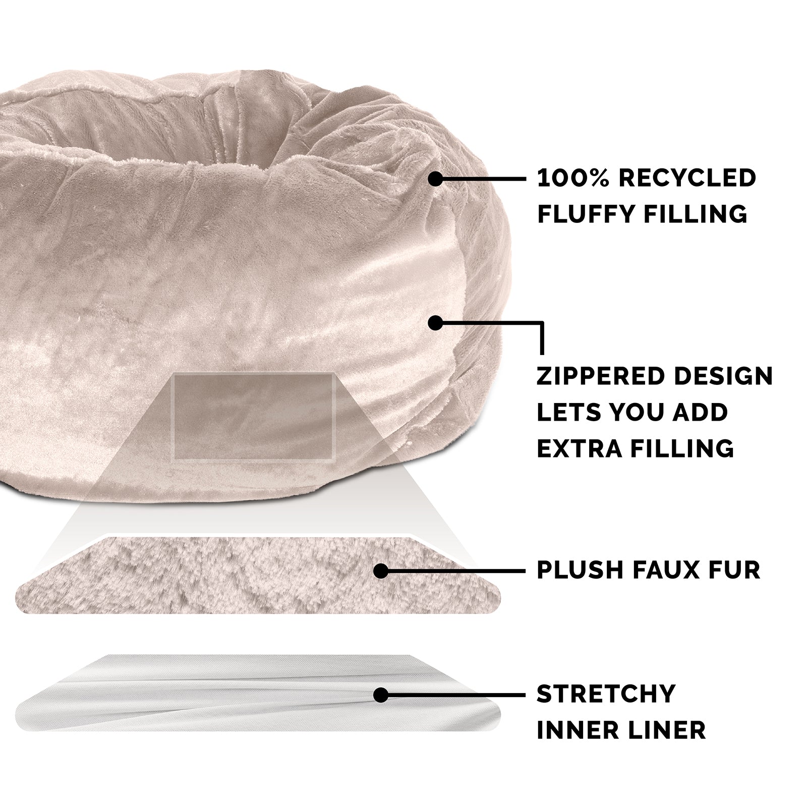 FurHaven | Round Plush Ball Pet Bed for Dogs and Cats， Shell， Large