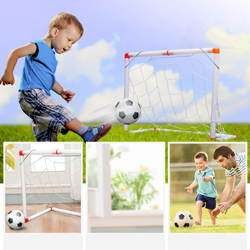 Indoor Outdoor Children Mini Football Soccer Goal Post Net Set with Ball Pump Kids Football Sport Toy