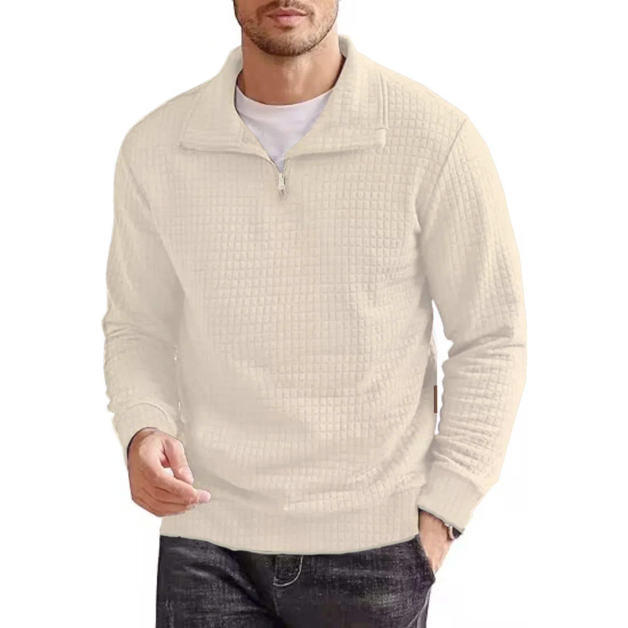 Blusa Masculina Carter™ em Tecido Texturizado com Zíper Parcial / Elegância Casual com Conforto Premium!