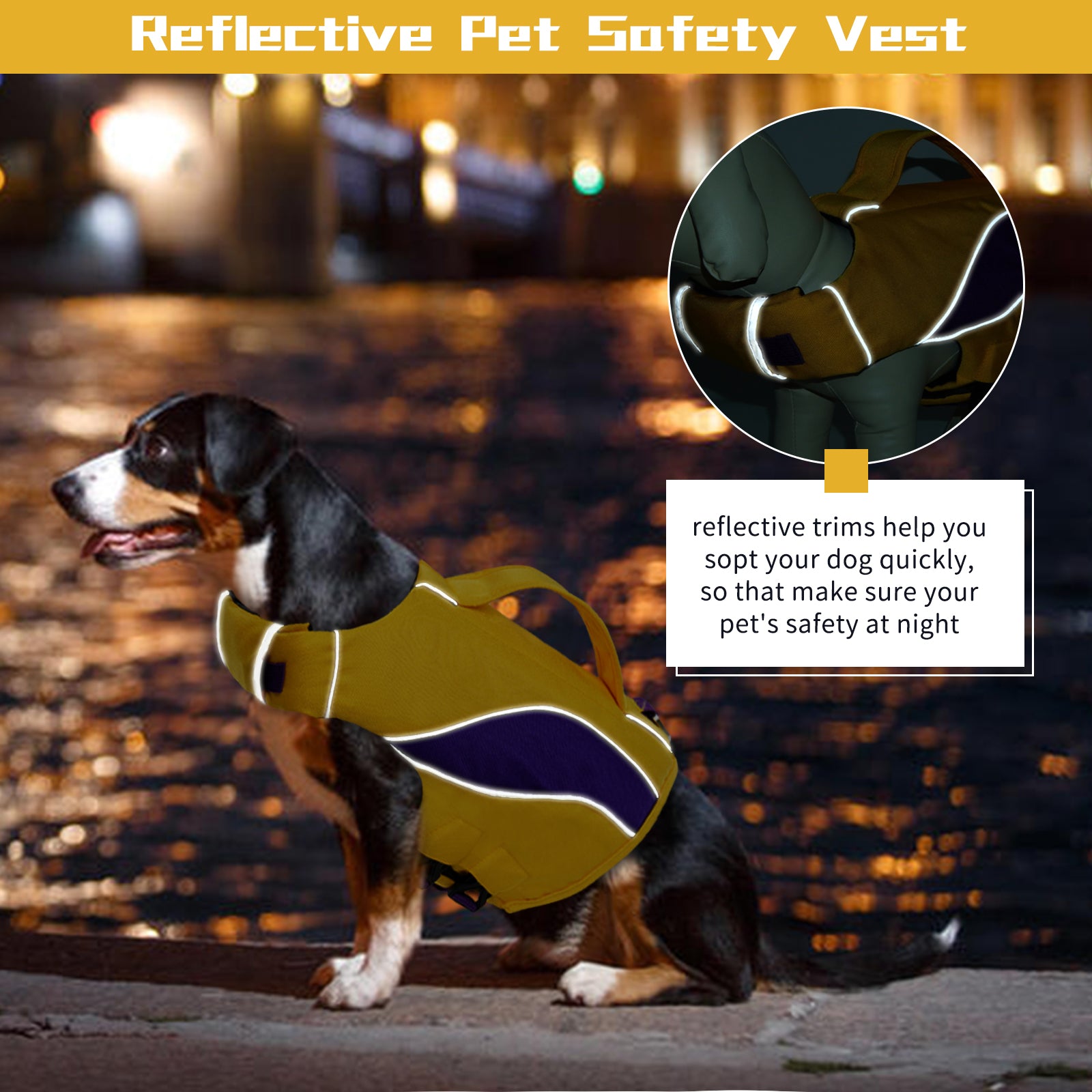ROZKITCH Dog Life Jacket Reflective Lifesaver Ripstop Adjustable Floatation Vest with Rescue Handle Dog Swimming Vest Durable High Buoyancy for Small Medium Large Dogs
